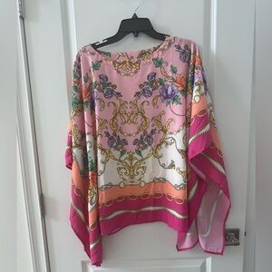 Belle by Kim Gravel Medium Baroque Scarf Print Tunic Poncho Top Pink
Floral